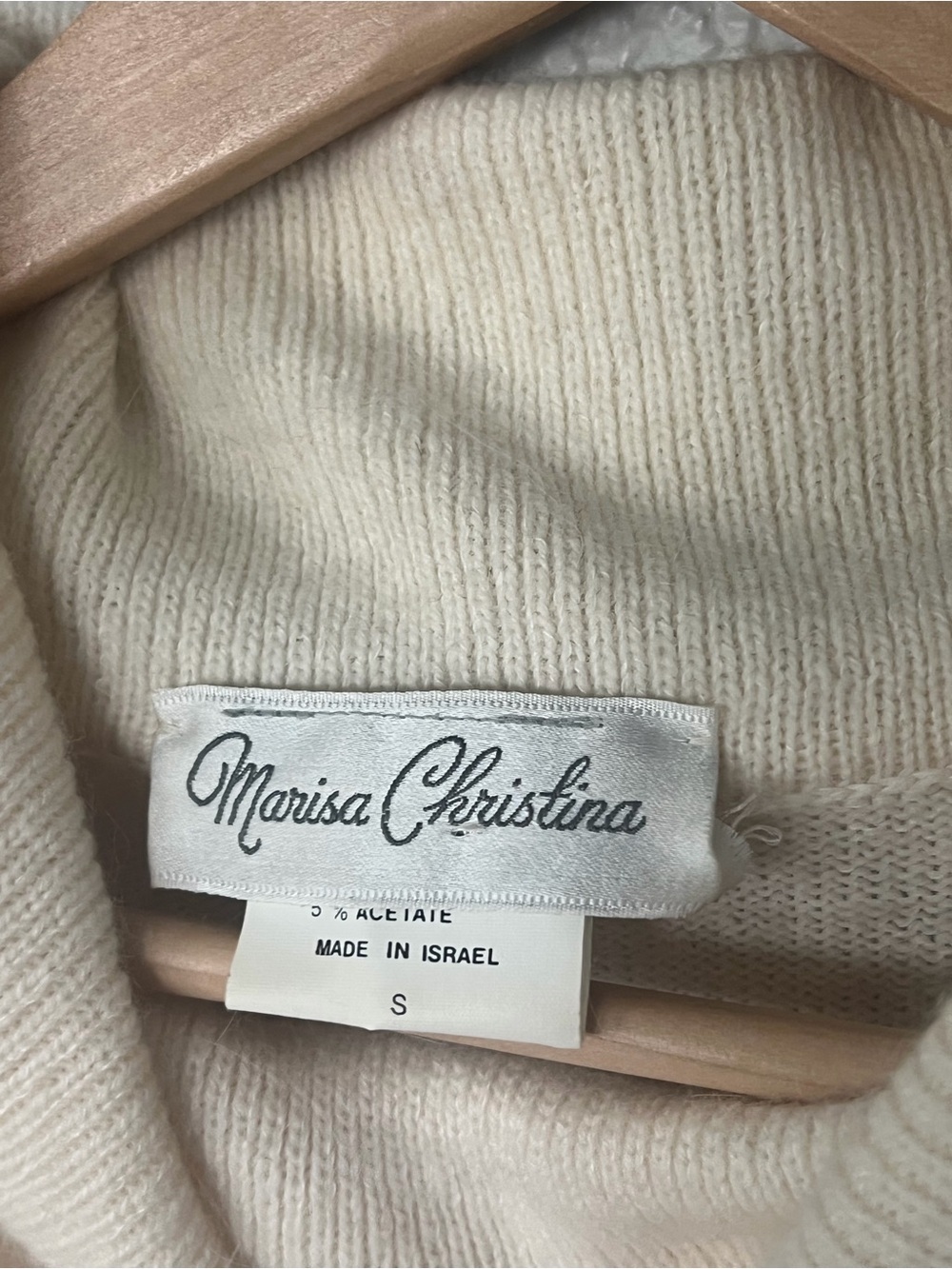 Marisa Christina Cream Cowl Neck Striped Pullover w lambs wool & angora Vintage - Picture 2 of 4